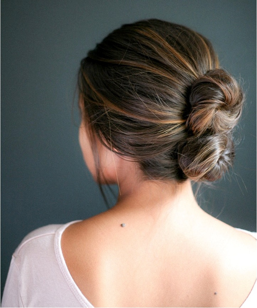 quick double bun updo