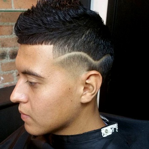 spiky fade with shaved design