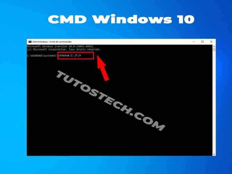 Commande cmd pour Vérifier et réparer les erreurs du disque