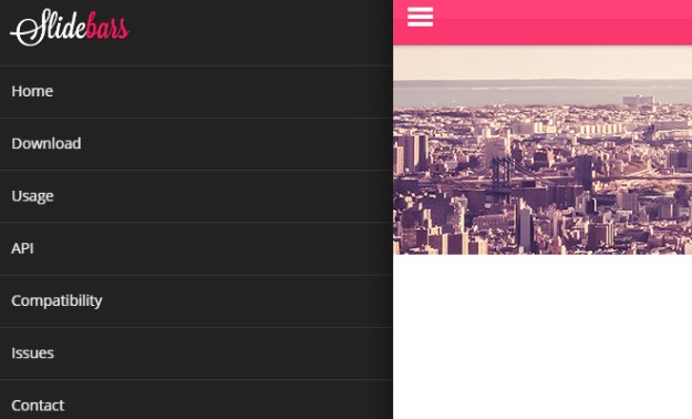 slidebars free jquery hamburger nav plugin