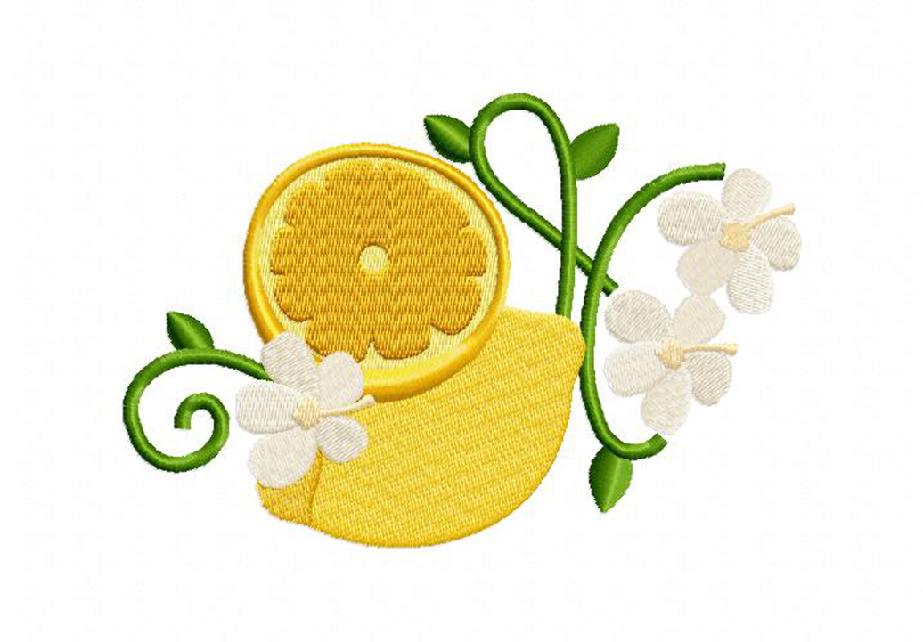Lemon and flowers machine embroidery design Lemon and flowers machine embroidery design