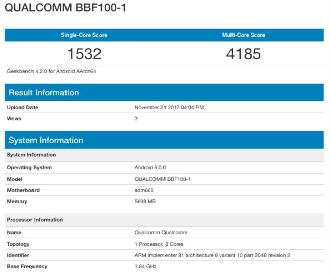 Meet BlackBerry KEYone Successor Snapdragon 660, 6GB RAM