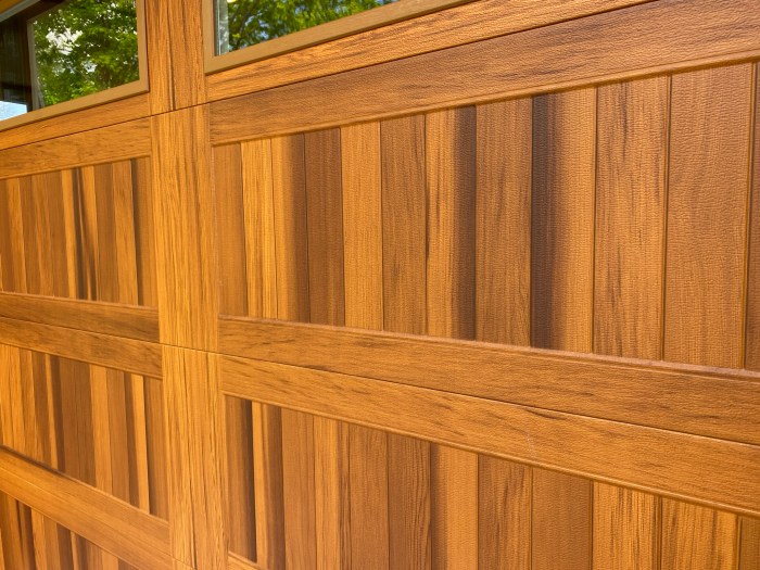 Cedar look garage door