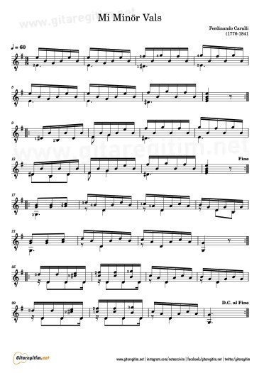 Carulli - Mi Minör Vals - Nota