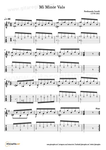 Carulli - Mi Minör Vals - Tab