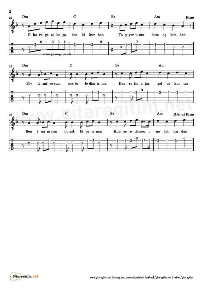 Lan - Gitar Nota ve Tab - 2