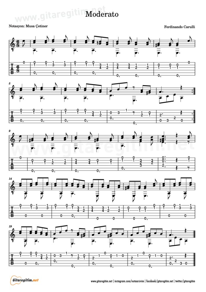Carulli - Moderato - Free Tab