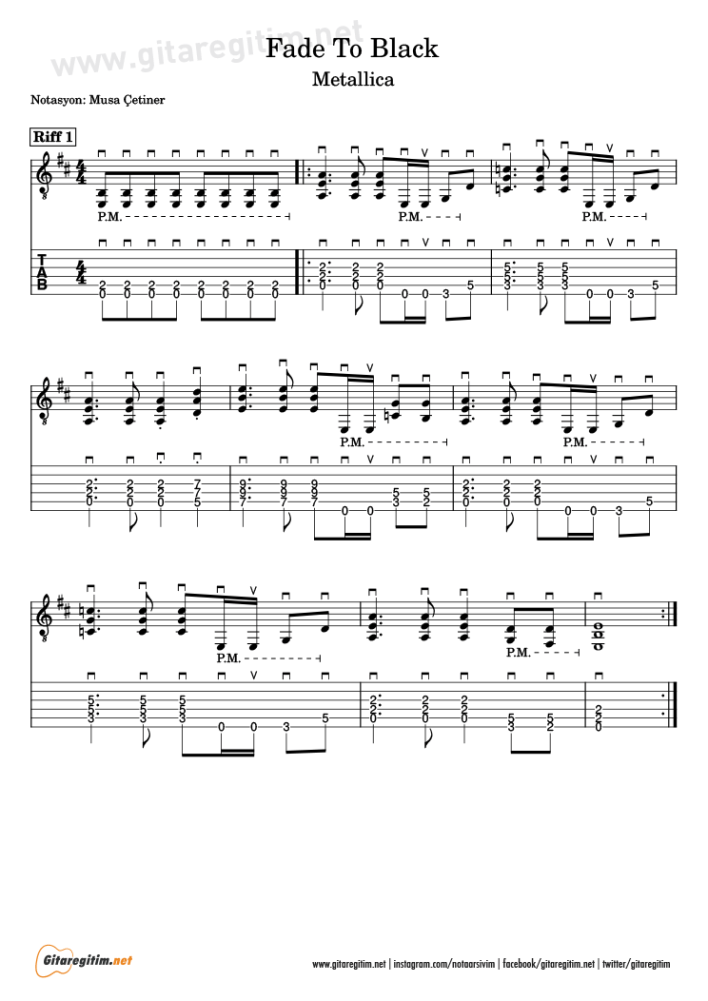 Fade To Black - Gitar Tab / Guitar Tab