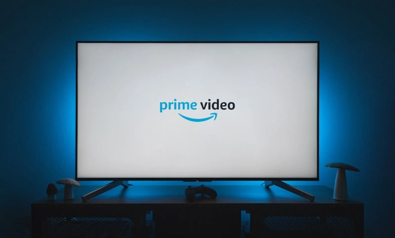 a television screen with the prime video logo on it