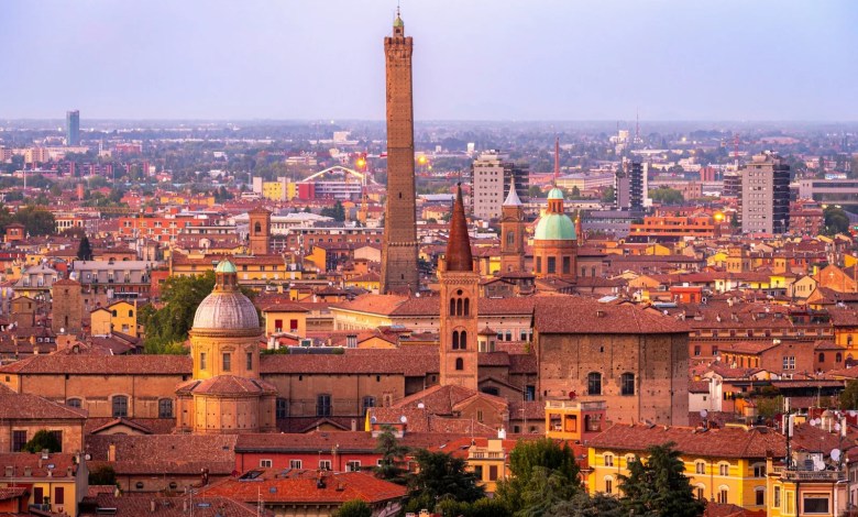 a view of a city with tall buildings