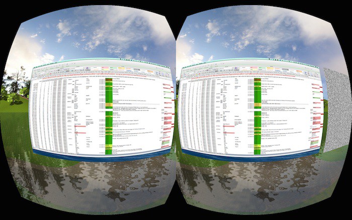 Road to VR rendition of Microsoft Excel using Microsoft Office© Oculu 2014 Enterprise Edition™