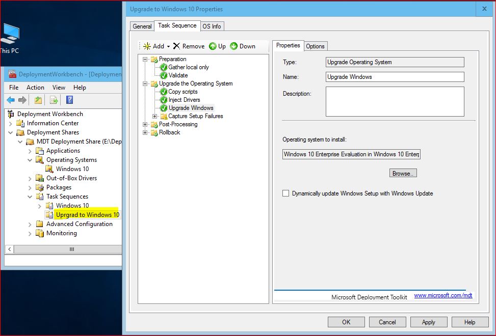 Upgrade to Windows 10 Using MDT Task Sequence Settings