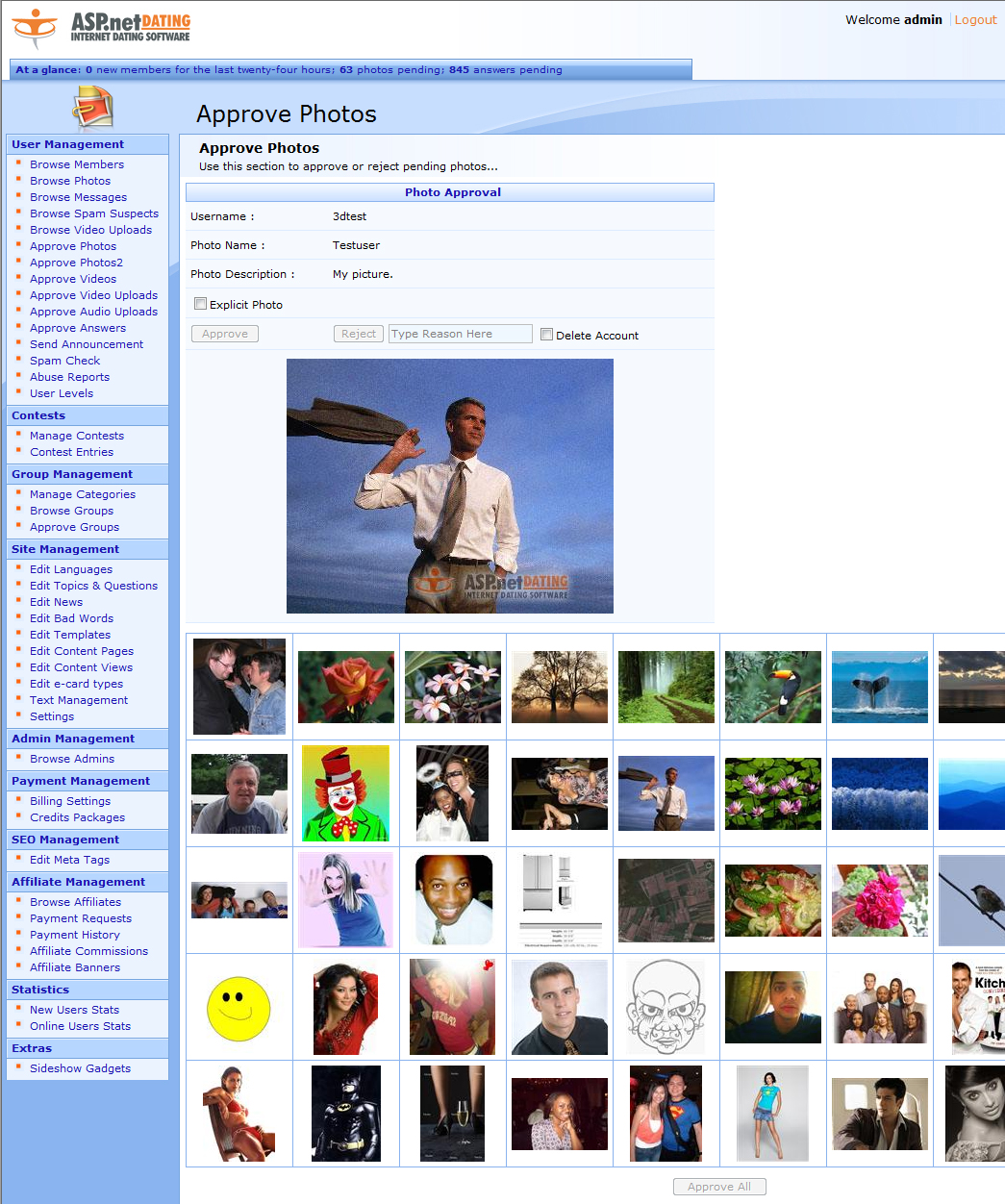Administration et validation des photos Administration et validation des photos