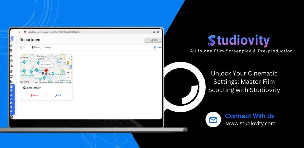 This image contain location &sets feature offered by studiovity web.