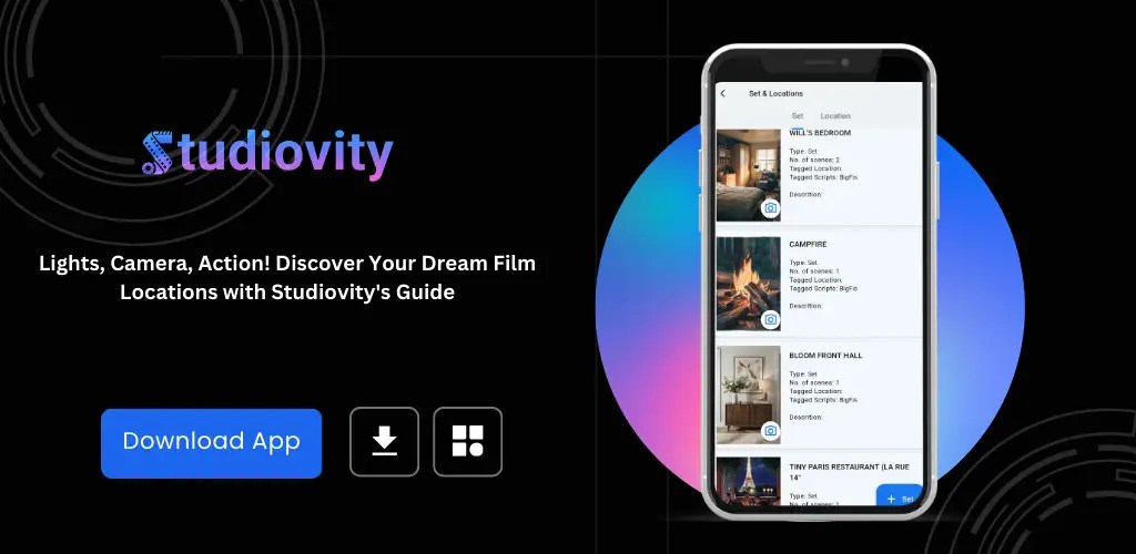 This image contain location &sets feature offered by studiovity mobile application