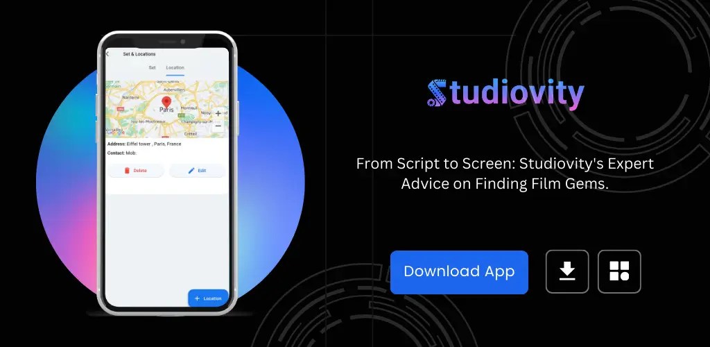 This image contain location &sets feature offered by studiovity mobile application