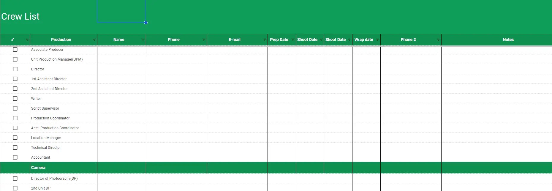 FREE Crew List Template