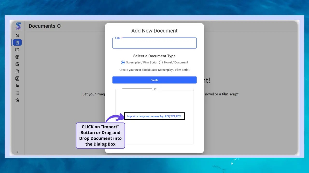 Importing FDX to PDF on Studiovity