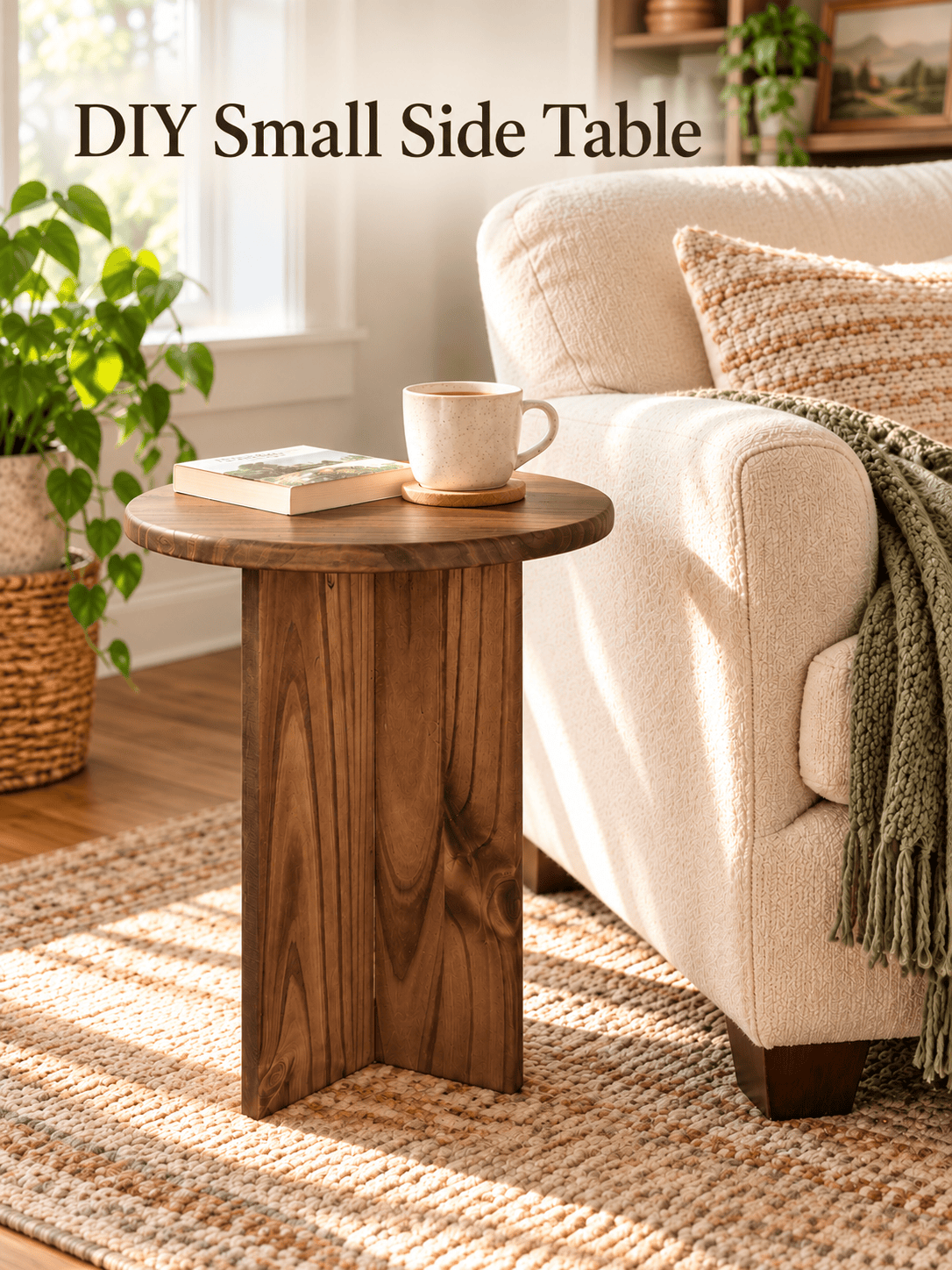 small side table, DIY side table, 3-leg side table, round side table