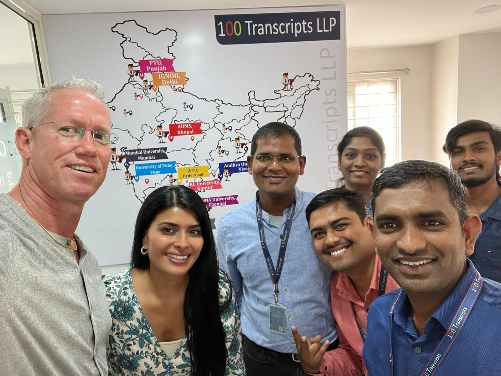 IEE team visit to 100 Transcripts LLP Hyderabad office