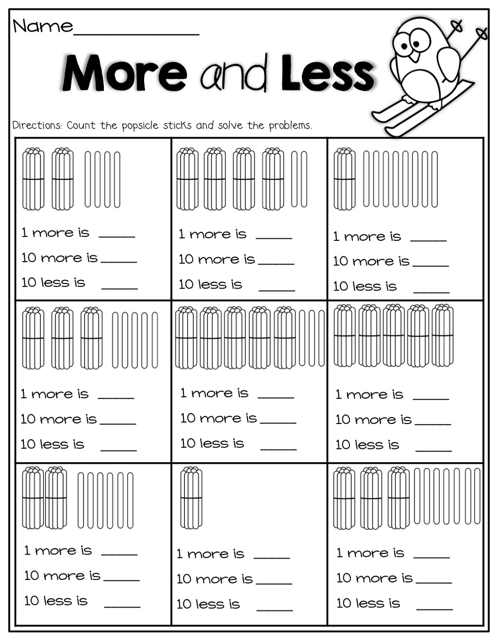 More or less worksheets comparing numbers