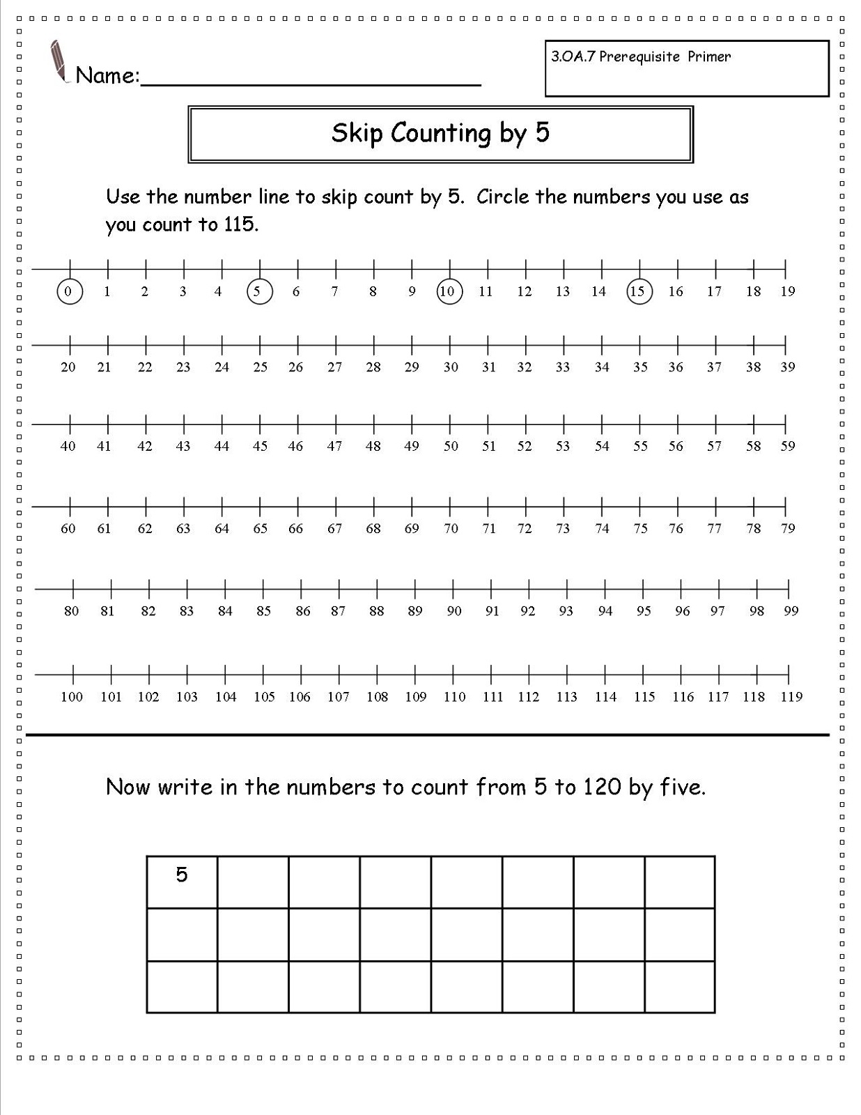 Printable count by 5 worksheets