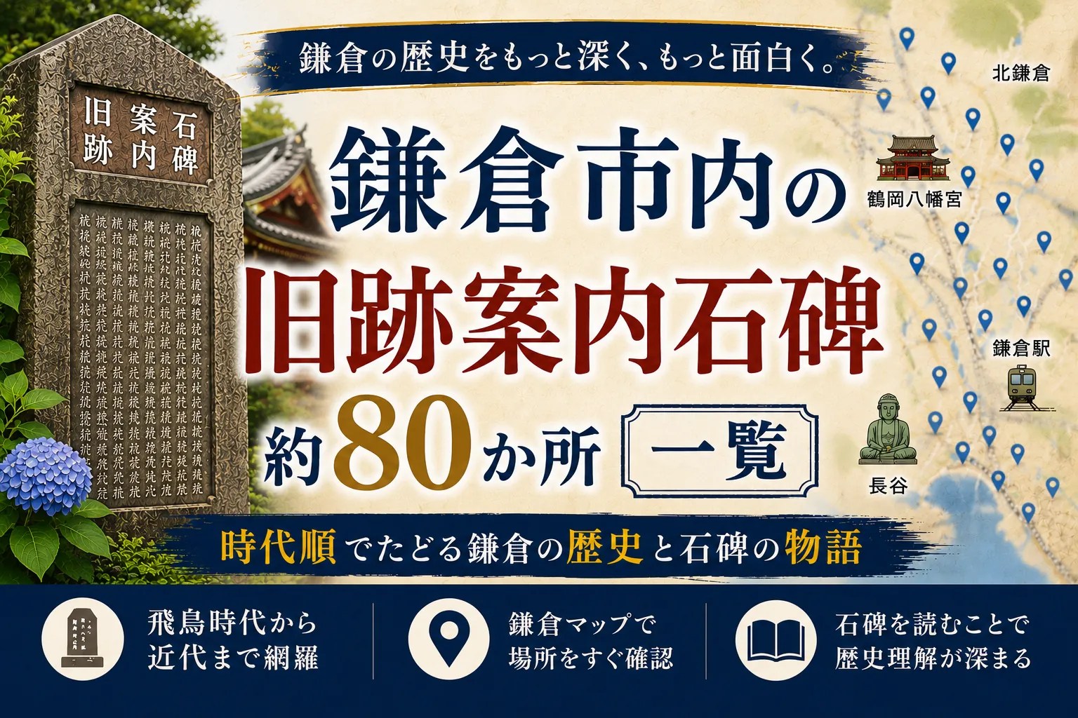 鎌倉市内にある「旧跡案内石碑一覧（約80か所）」｜より深い鎌倉の歴史を学ぶ