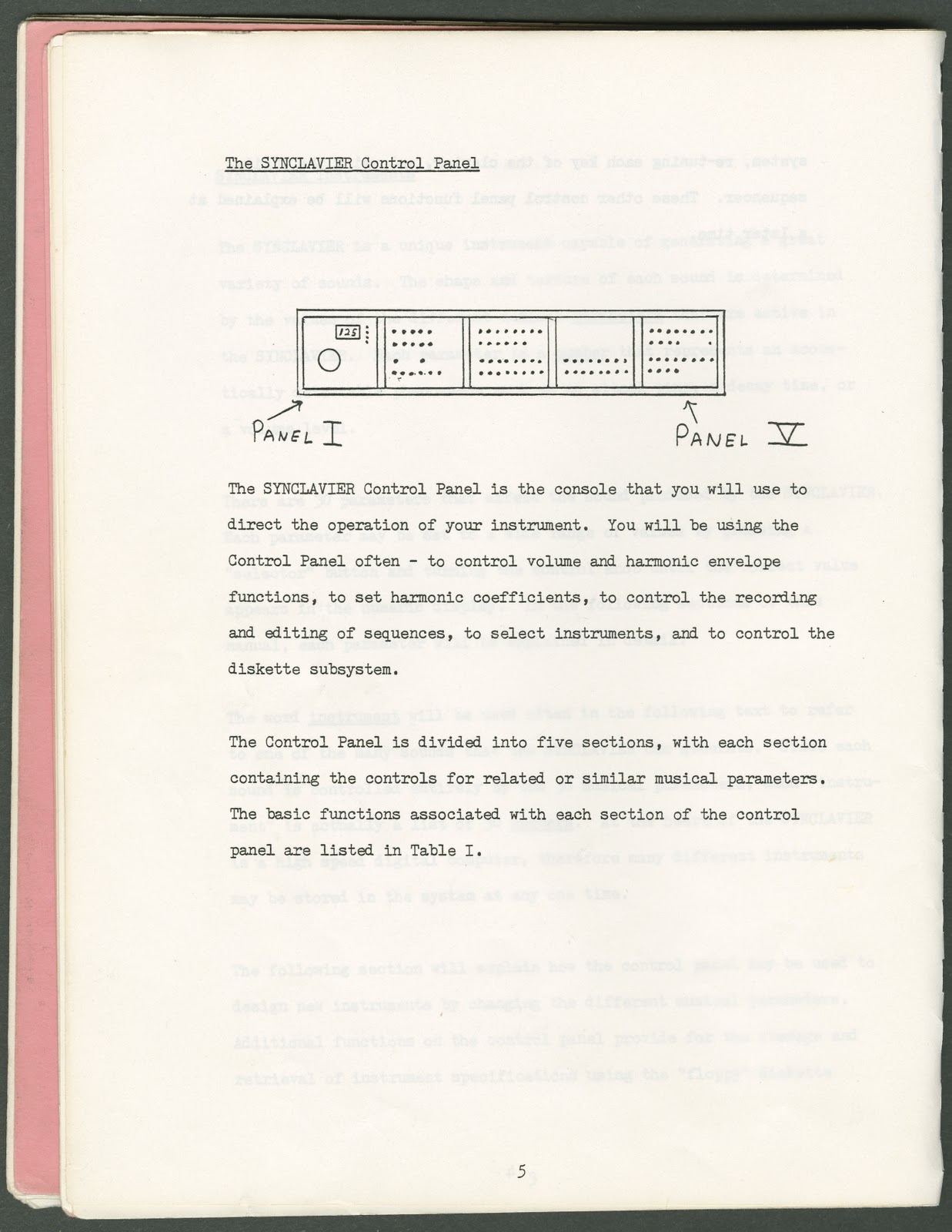 Page from the original Synclavier I manual
