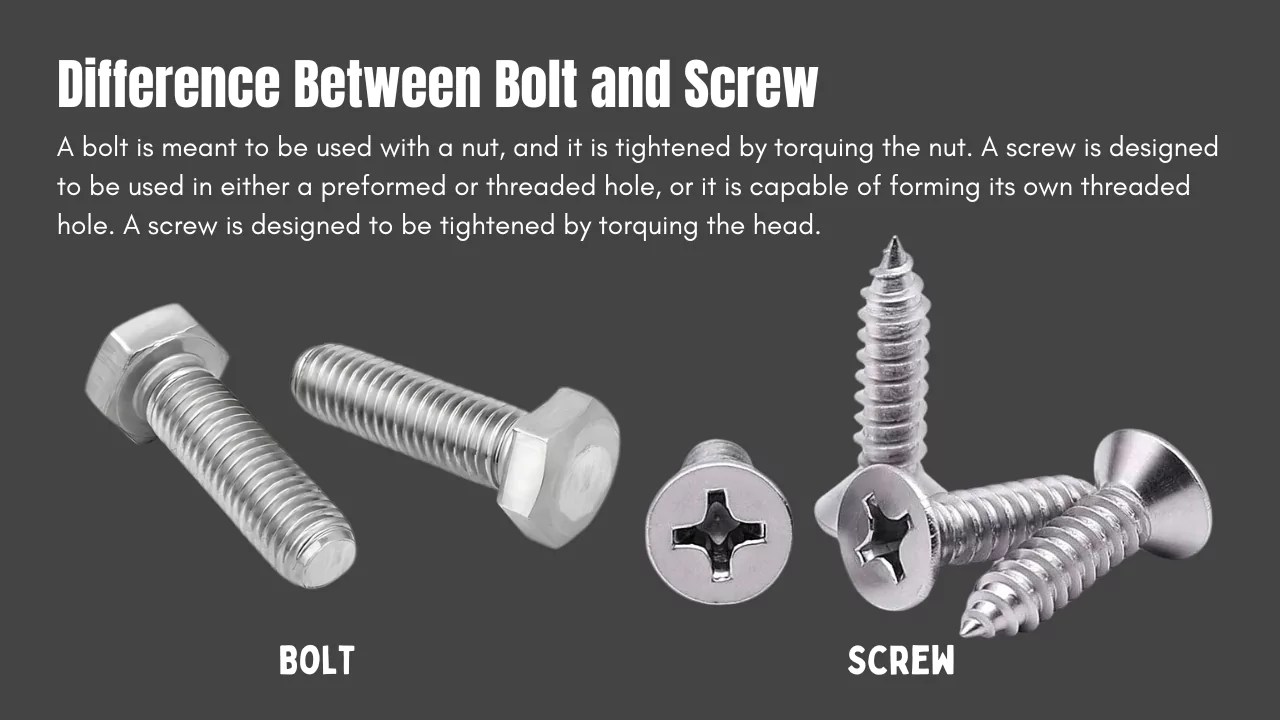 Difference Between Bolt and Screw