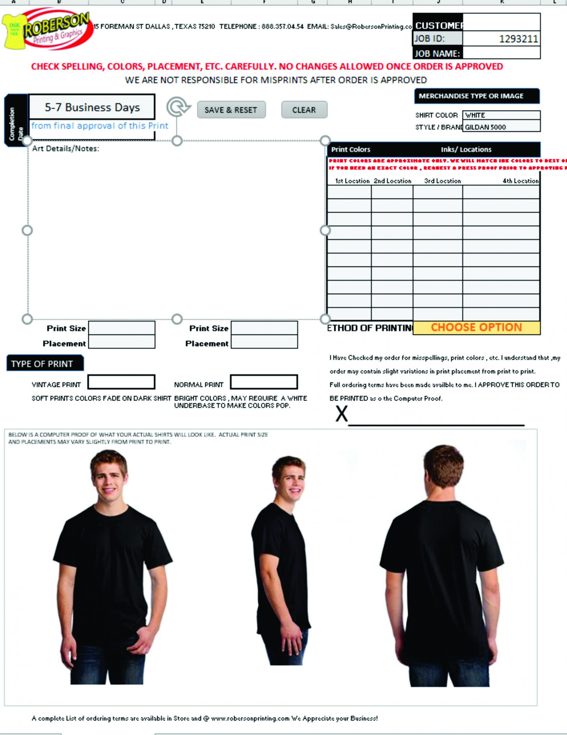 Free T Shirt Order Form Template Excel