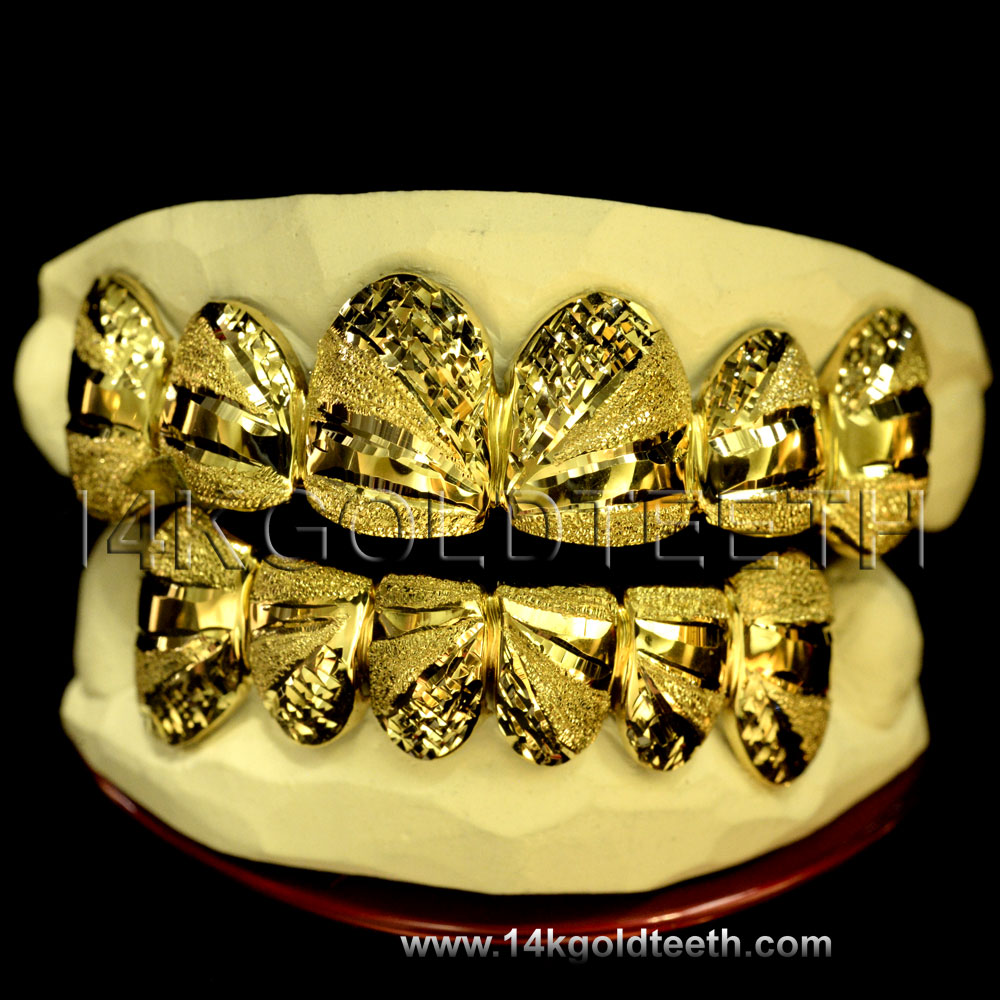 Diamond Dust Yellow Gold Teeth Grillz DD 90004