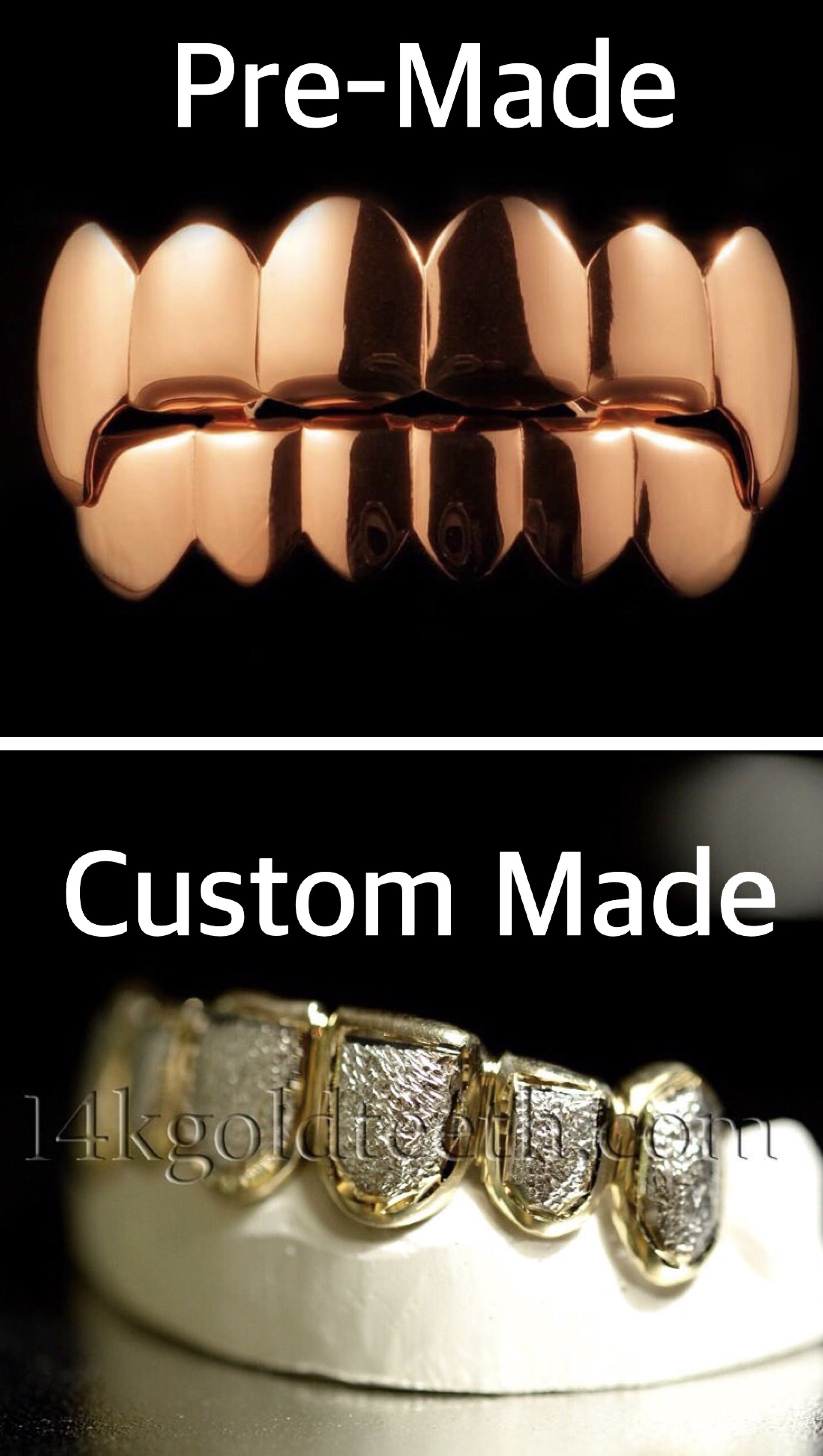 Difference between PreMade Grillz and Custom Gold Grillz