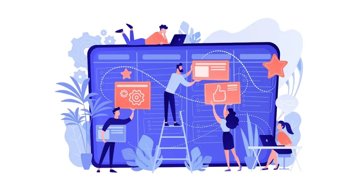 team-members-moving-cards-large-kanban-board