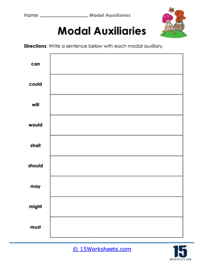 Modal auxiliaries worksheets