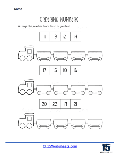 Ordering numbers worksheets