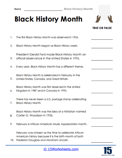 Black history month worksheets