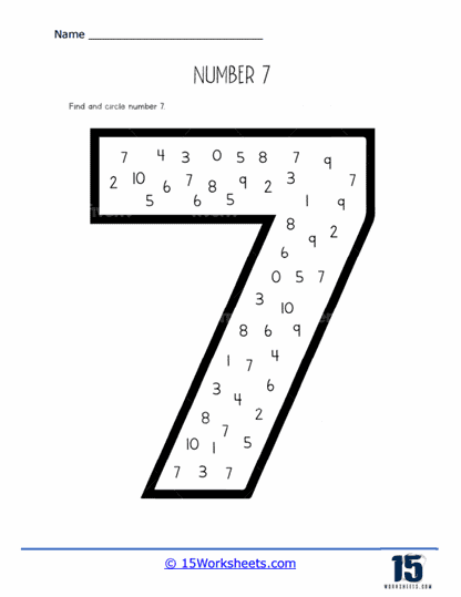 Number 7 worksheets