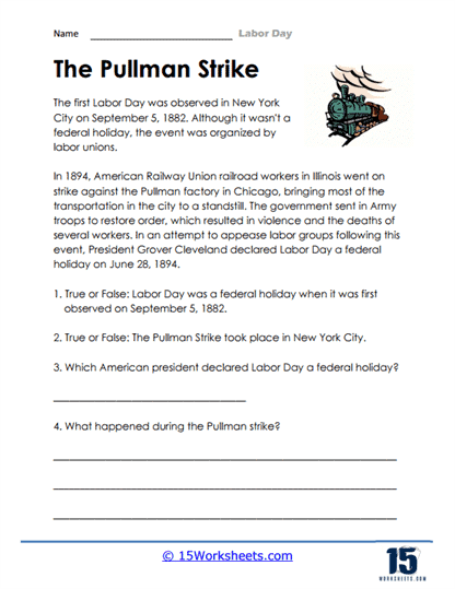 Labor day worksheets