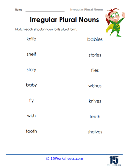 Irregular plural nouns worksheets