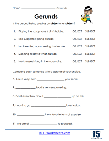 Gerunds worksheets