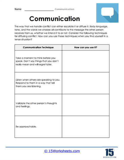 Communication worksheets