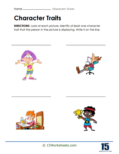 Character traits worksheets