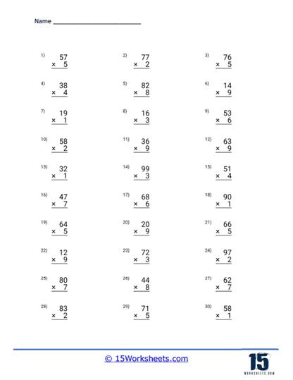 Multiplication worksheets