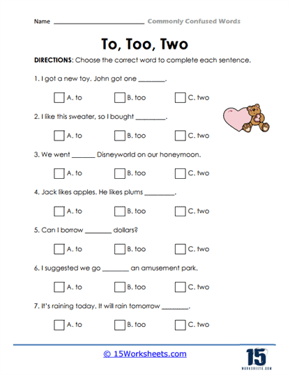 Commonly confused words worksheets