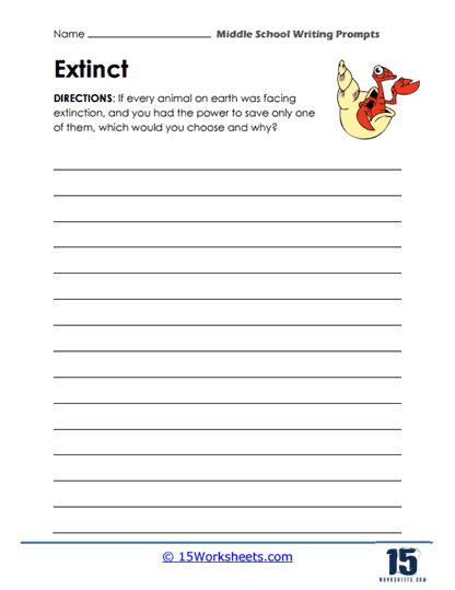 Middle school writing prompt worksheets