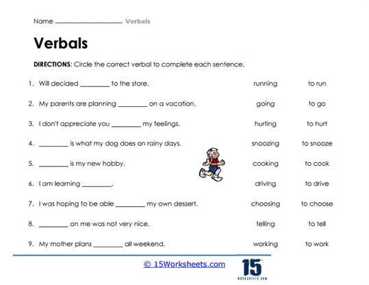 Verbals worksheets