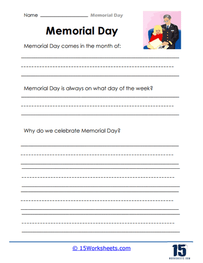 Memorial day worksheets