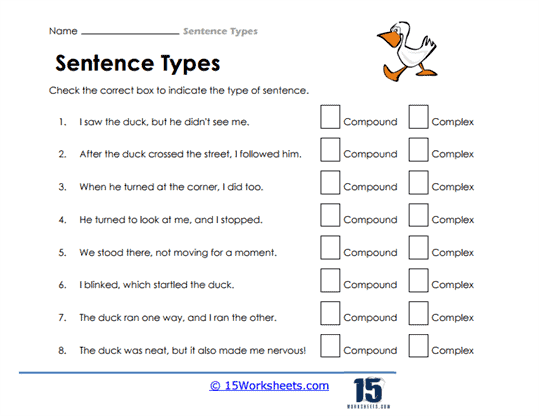 Sentence types worksheets