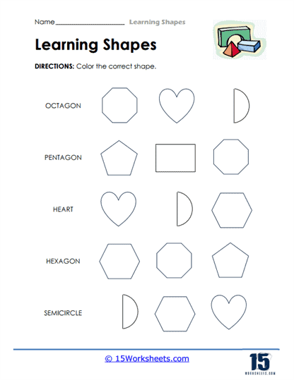 Learning shapes worksheets