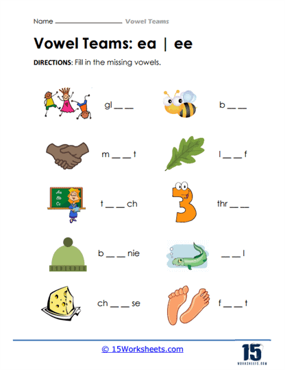 Vowel teams worksheets